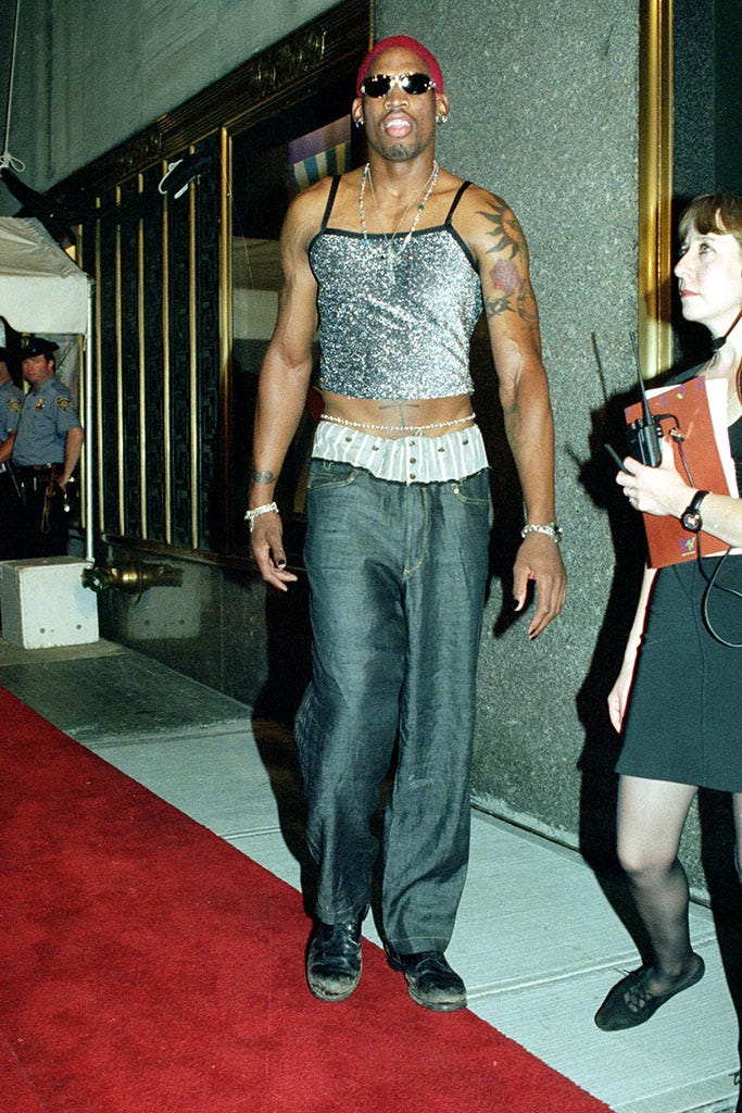 Dennis Rodman's Extremely Weird Fashion Moments in the '90s [PHOTOS]