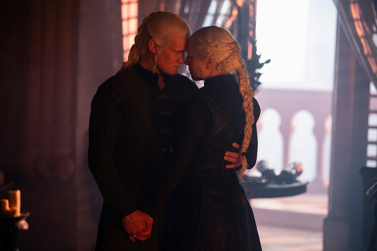 Daemon (Matt Smith) and Rhaenyra (Emma D’Arcy) in House of Dragon season 3 on HBO.