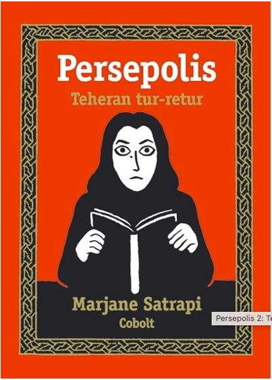 Marjana Satrapi Persepolis, Min iranske barndom og Teheran Tur-retur, 2010 Forlaget Cobolt.er. Uskyldens Kronologi. Roman, Jensen&Dalgaard, 2025. "Knud" og diverse tegninger