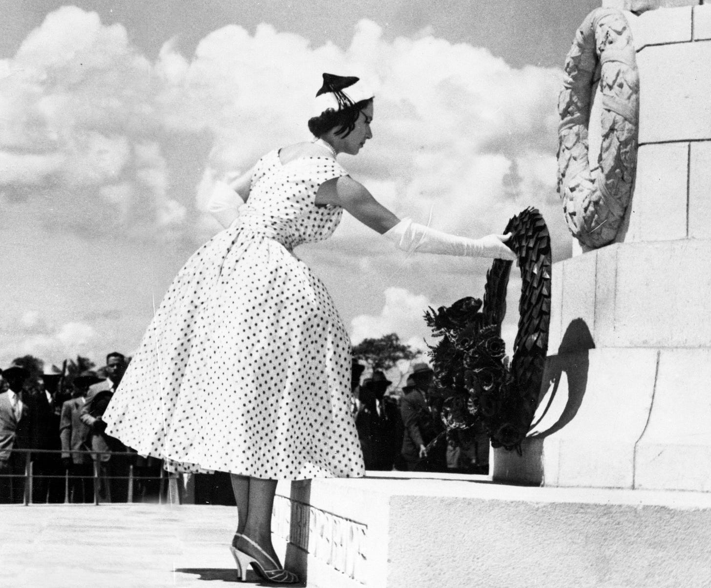 Princess Margaret wearing A-line polka dot dress