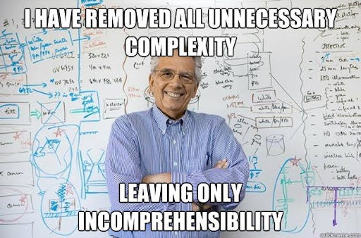 i have removed all unnecessary complexity leaving only incomprehensibility - Engineering Professor - quickmeme i have removed all unnecessary complexity leaving only incomprehensibility - Engineering Professor - quickmeme