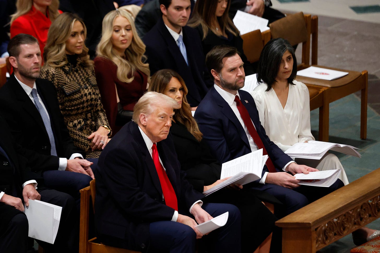 Donald Trump, vice-president J.D. Vance and their families attend the National Prayer Service