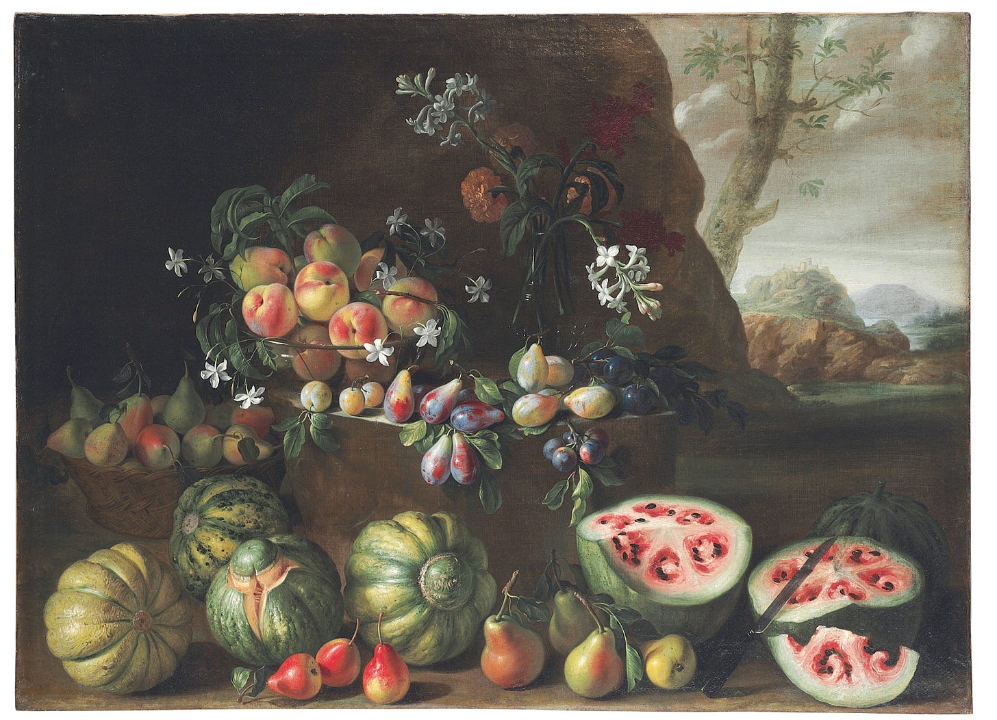Still life painting by Giovanni Stanchi, late 1600s Still life painting by Giovanni Stanchi, late 1600s