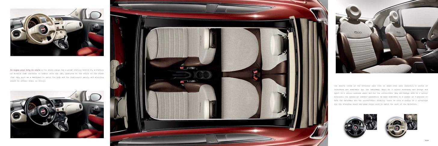 Fiat 500 2009 UK brochure interior dashboard Fiat 500 2009 UK brochure interior dashboard