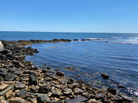 walk, ocean, waves, sky, rocks