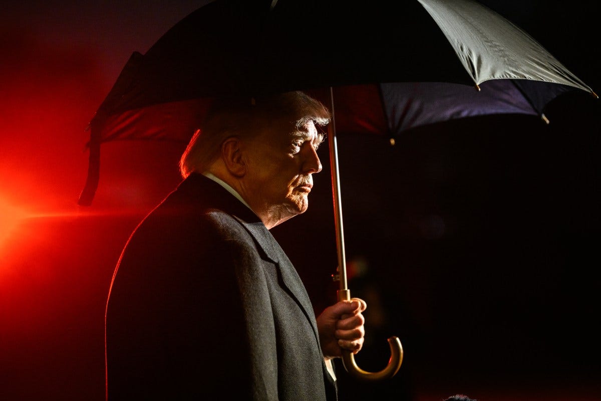 President Donald Trump speaks with members of the media before boarding Marine One on the South Lawn of the White House en route to Joint Base Andrews, Maryland, Friday, January 9, 2026. (Official White House Photo by Molly Riley)