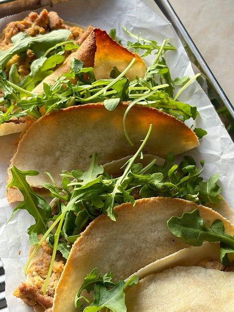 1 – Baked breakfast tacos 2 - Korean BBQ steak sheet pan 3 – Chicken & cauliflower shawarma skillet 4 – Thai basil chicken bowls 5 – Gluten-free sesame ginger noodle bowls 6 – Sweet potato nacho fries with turkey meatballs