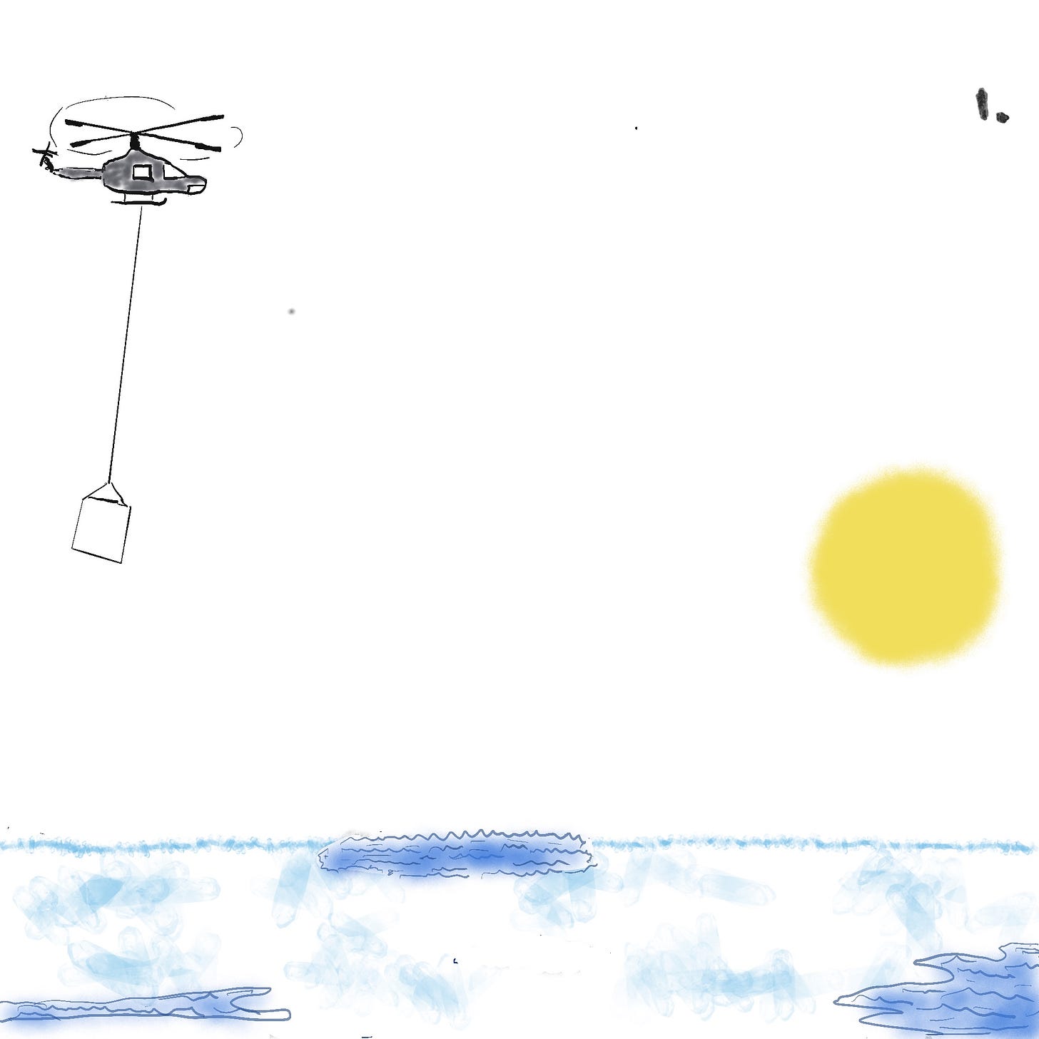 Helicopter flying in polar bear habitat