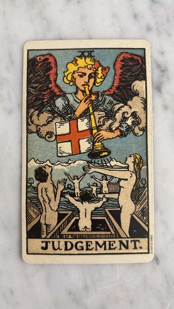 The Judgement card from the Rider Waite Smith deck