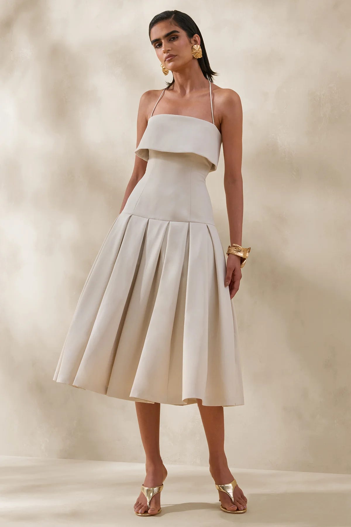 one shoulder sweater dress Autumn Winter Slant Shoulder Off Lantern sleeve Mini knitted wool sweater dress White / L