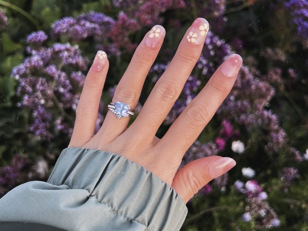 tanzanite colored gemstone engagement ring