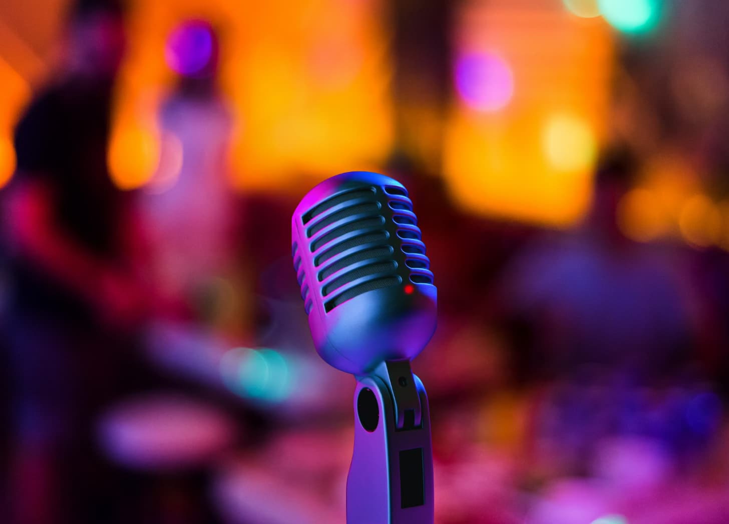 A rainbow-inspired image with a microphone with a microphone.