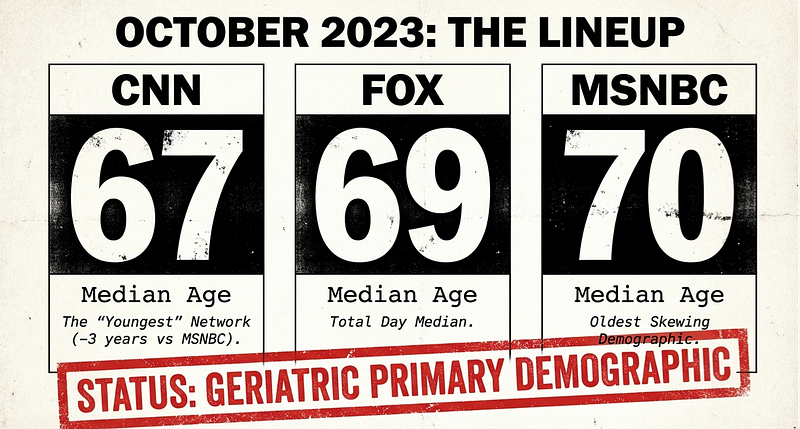 Report: The Median Age for FOX, CNN & MSNBC Viewers is Around 70 Years Old