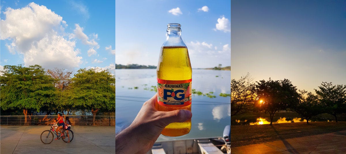 Três fotos que mostram o pôr do sol em Teresina.