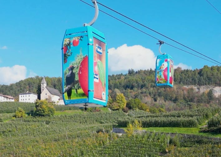 Le téléphérique révolutionnaire qui transporte les pommes du Trentin Le téléphérique révolutionnaire qui transporte les pommes du Trentin