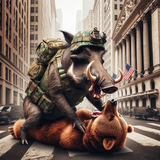 A boar in military uniform on a bear in a street

Description automatically generated