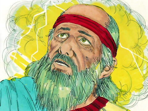 He saw a great and very bright cloud full of raging fire. Radiating from the cloud was a bright amber light. – Slide 4