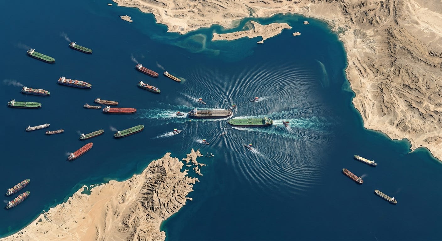 Illustration of oil tankers transiting the Strait of Hormuz, highlighting Southeast Asia's dependence on the strategic maritime chokepoint for energy imports and global supply chains. Illustration of oil tankers transiting the Strait of Hormuz, highlighting Southeast Asia's dependence on the strategic maritime chokepoint for energy imports and global supply chains.
