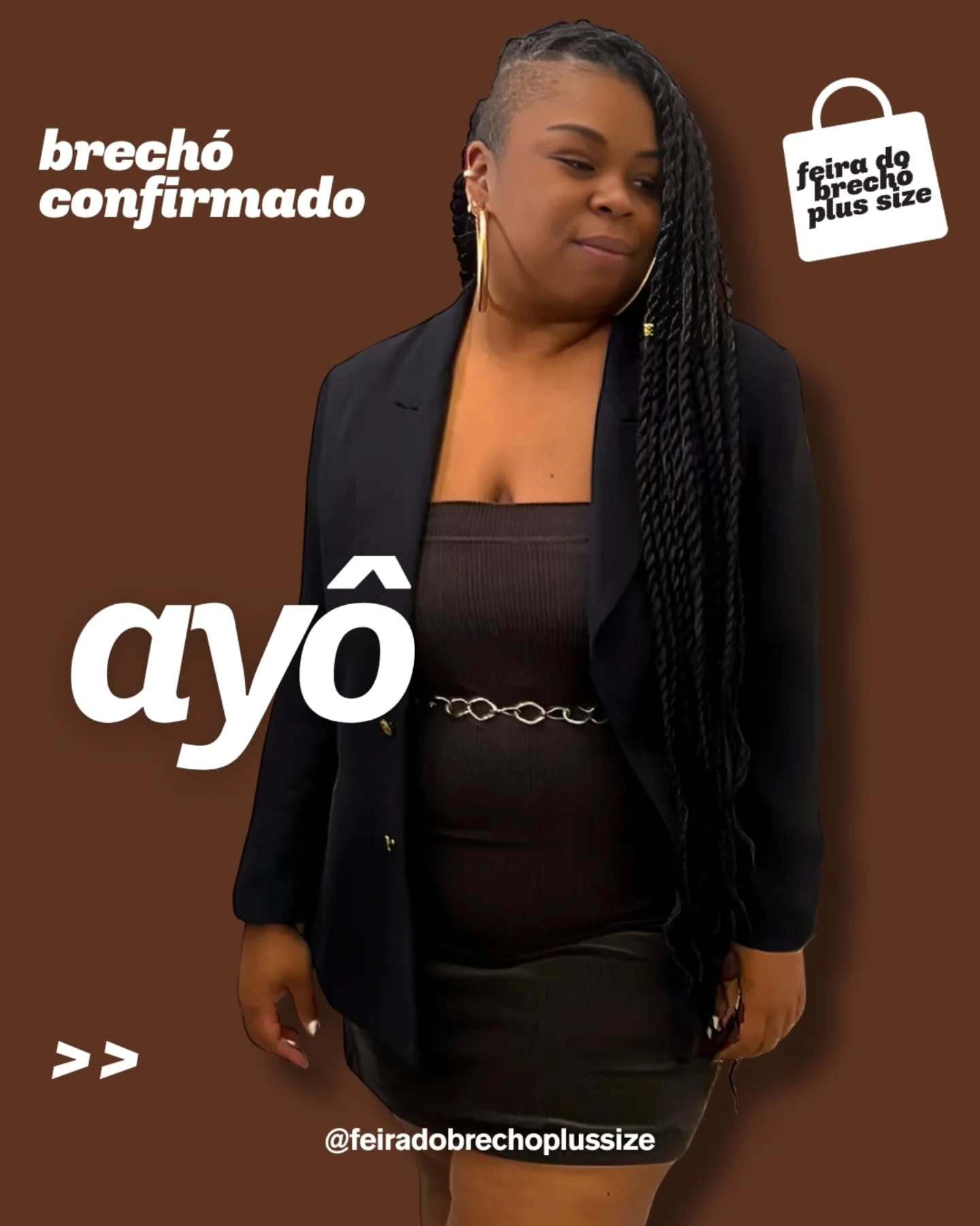 Pode ser uma imagem de ‎1 pessoa, tranças e ‎texto que diz "‎brechó conj firmado feira feiraho da plussize p ไนร brecho size ayô م >> @feiradobrechoplussize‎"‎‎