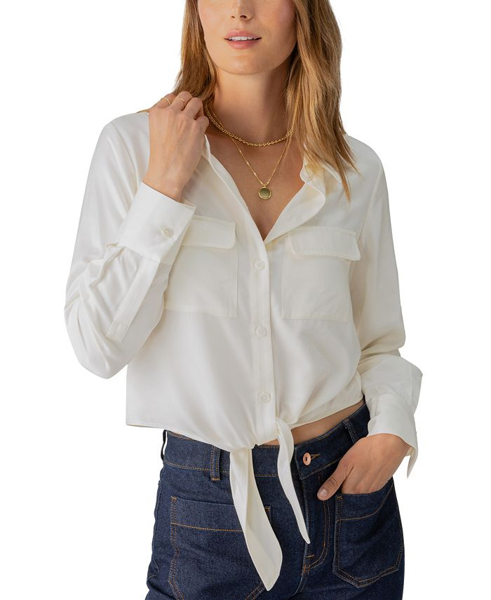 Sanctuary - Women's Lifetime Tie-Front Button-Up Shirt Sanctuary - Women's Lifetime Tie-Front Button-Up Shirt