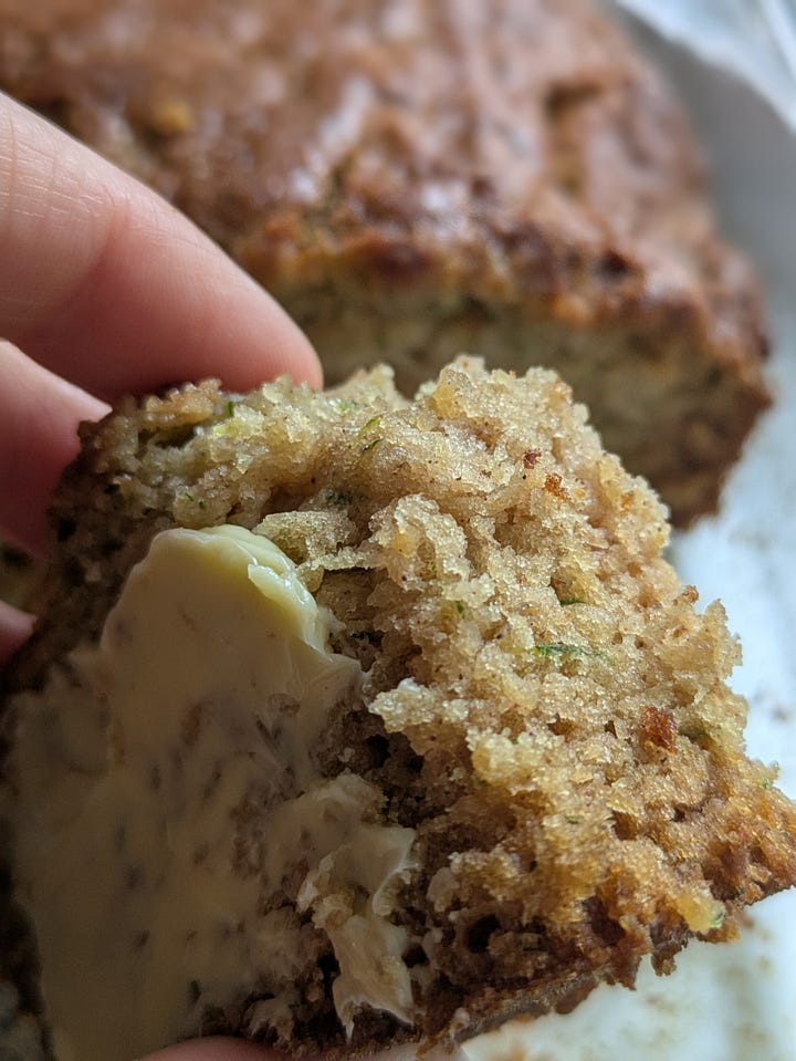Zuchini bread (don't forget the butter!). How I like the tomatoes to look after roasting.