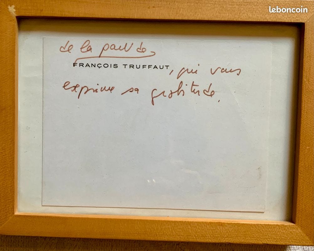 Authentique autographe François Truffaut (image 1) Authentique autographe François Truffaut (image 1)