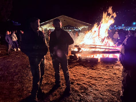 bonfire at the park in the snow
