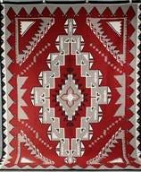 A red and white rug with black and white design

AI-generated content may be incorrect.
