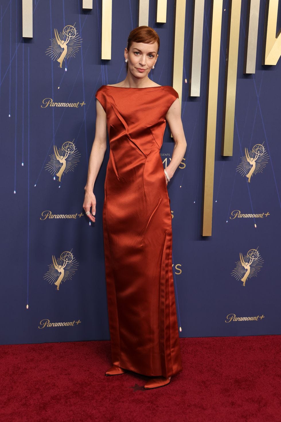 Britt Lower Wears a Striking Open-Back Gown at the 2025 Emmys