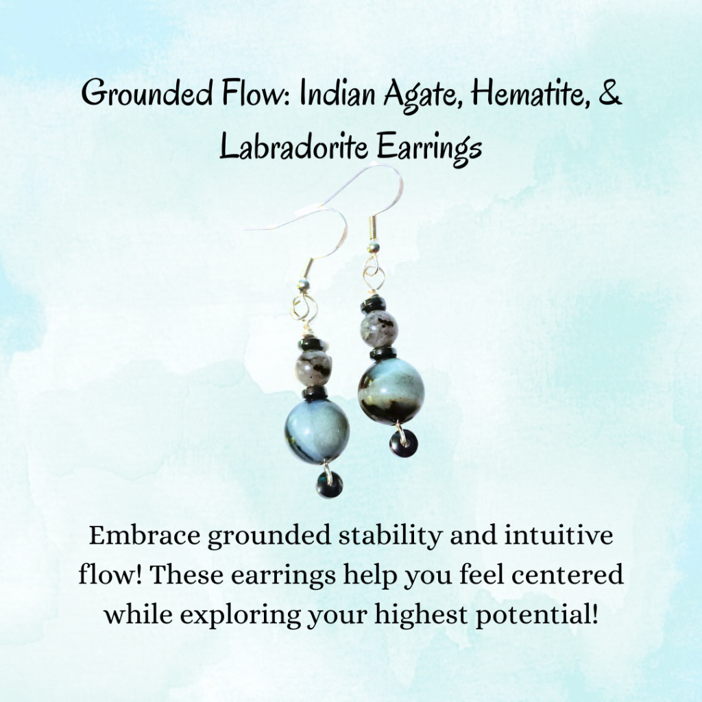 Grounded Flow_ Indian Agate, Hematite, & Labradorite Earrings SQ