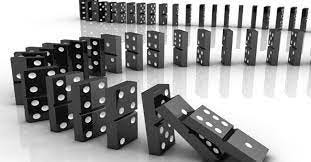 As the first domino falls, the domino behind it falls and the chain of dominoes falls. This is why it is called the "domino effect"