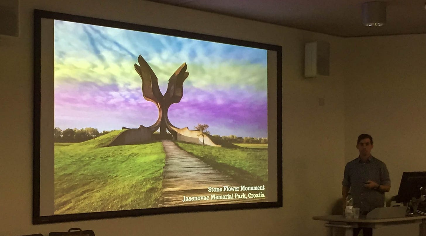Feeling distinctly out of my element, talking about monuments in a university – rather than stood in front of the monuments themselves.