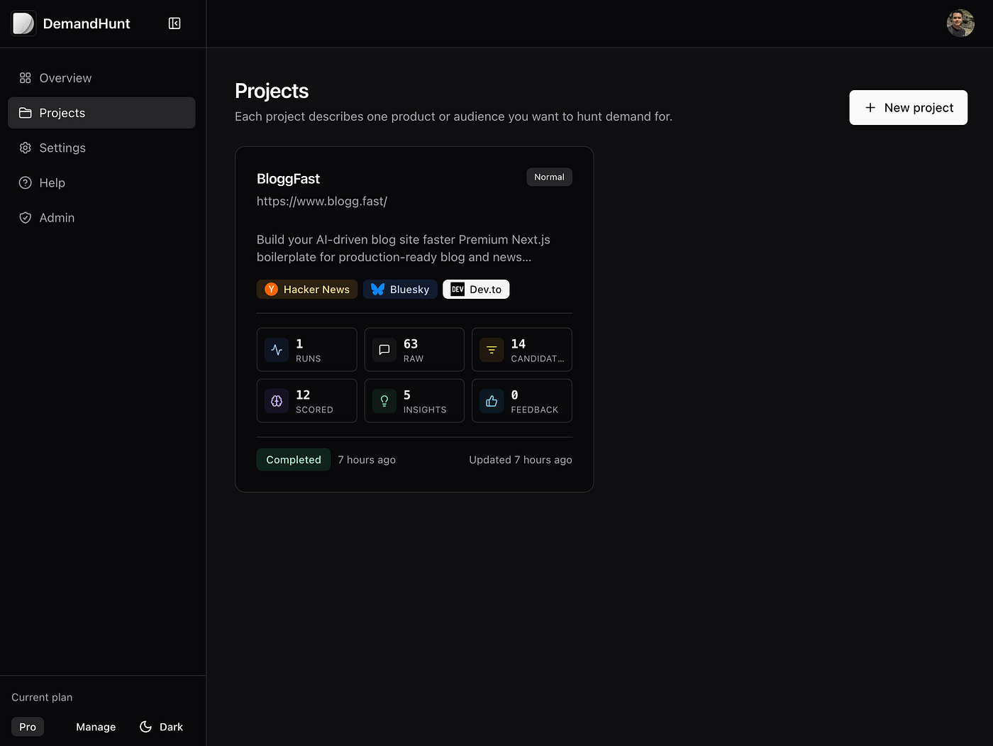 DemandHunt project’s dashboard. Image by Jim Clyde Monge