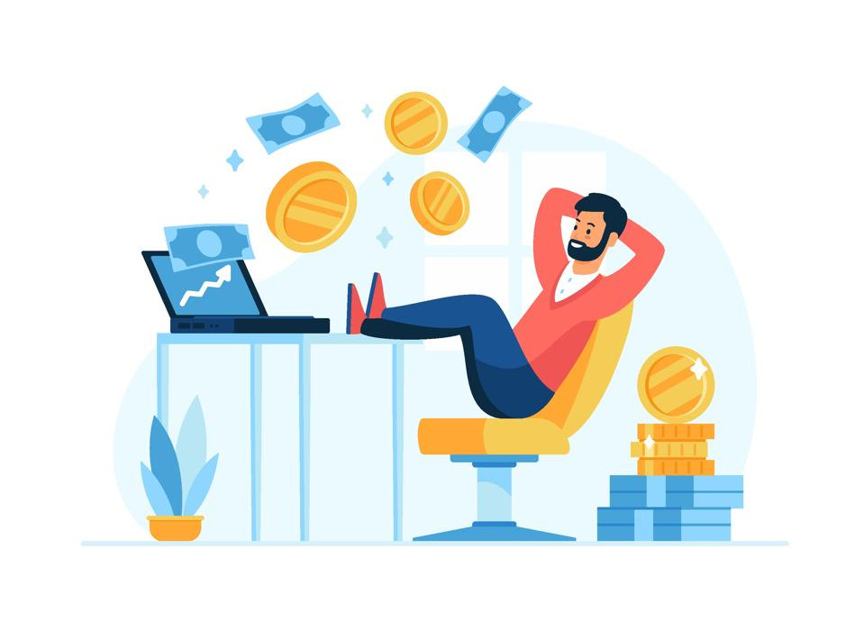 Passive income concept flat vector illustration. Easy money and investor concept Passive income concept flat vector illustration. Easy money and investor concept