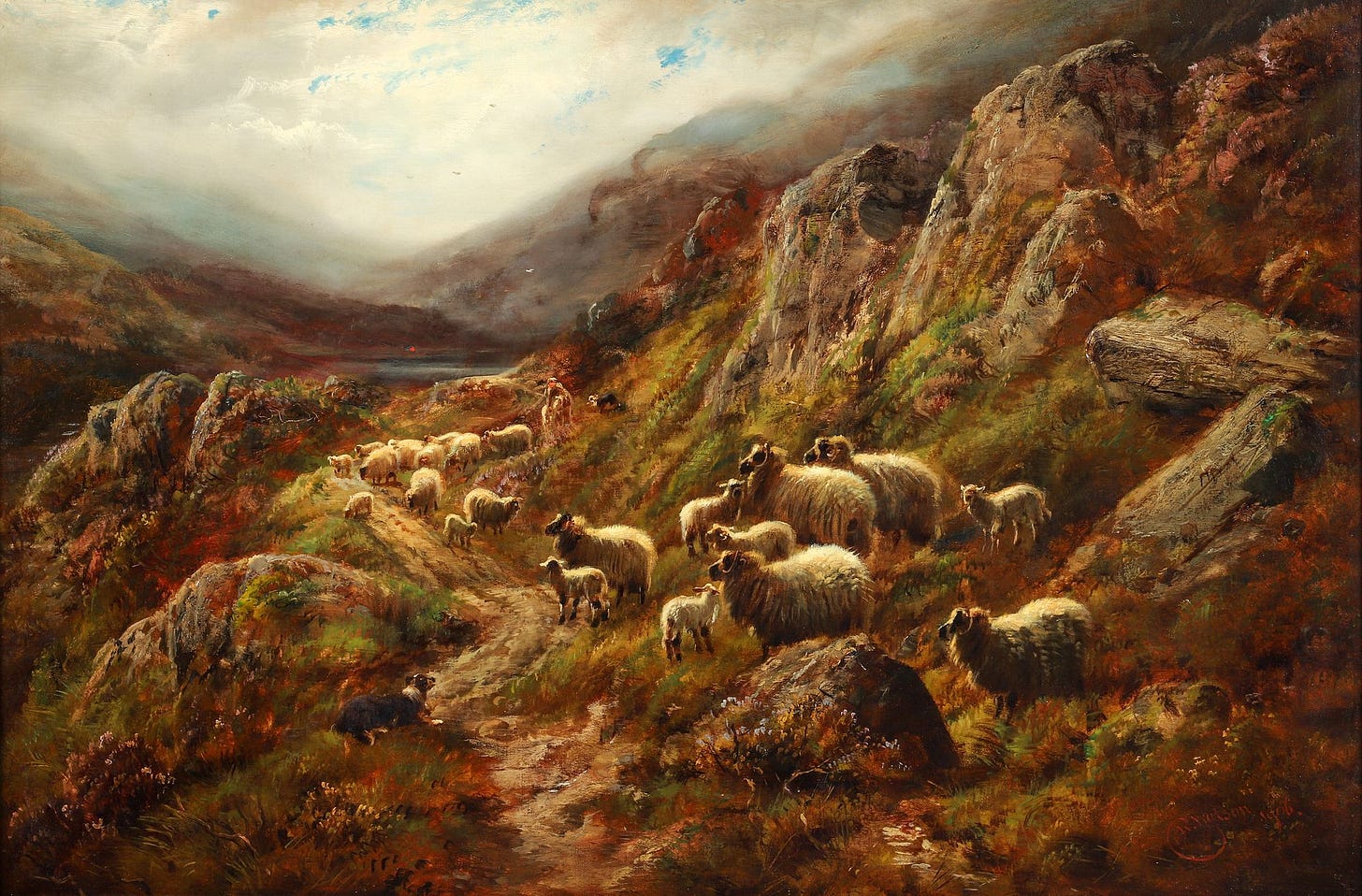 Robert Watson Highlands Landscape with Sheep sold at auction on 30th  September | Concept Art Gallery