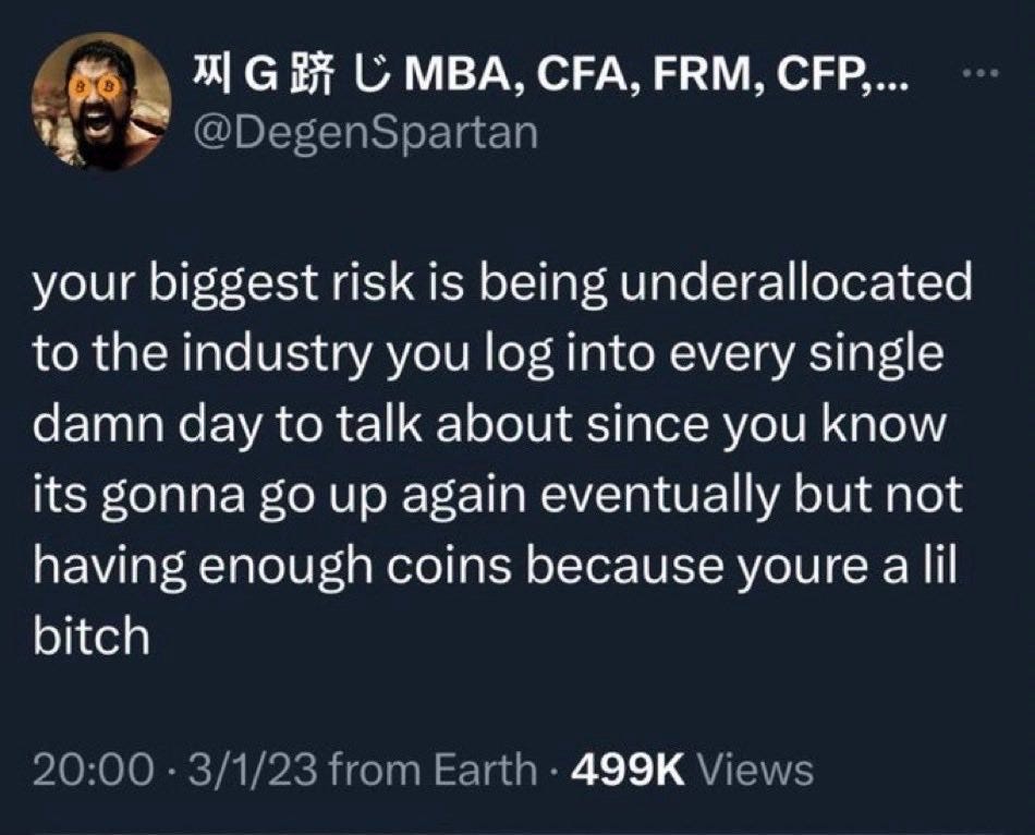 Speicherx على X: "your biggest risk is being underallocated to the industry you log into every single damn day to talk about since yu know its gonna go up again eventually but Speicherx على X: "your biggest risk is being underallocated to the industry you log into every single damn day to talk about since yu know its gonna go up again eventually but