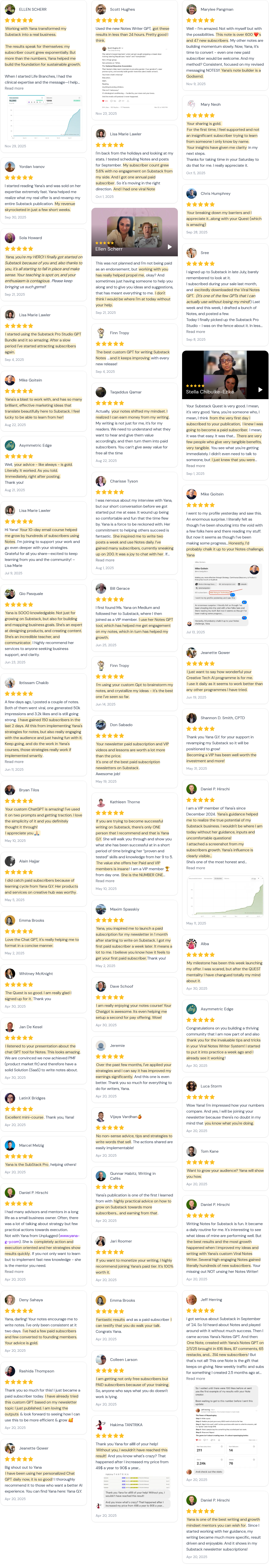 Yana G.Y. Testimonials Substack Course for beginners feedback Yana G.Y. Testimonials Substack Course for beginners feedback