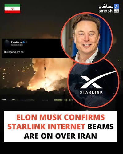 Ο Έλον Μασκ ενεργοποίησε το Starlink στο Ιράν εν μέσω διακοπής του διαδικτύου που επιβλήθηκε από την κυβέρνηση, επεκτείνοντας την εμβέλεια του δορυφορικού δικτύου σε όλη τη Μέση Ανατολή, συμπεριλαμβανομένης της Υεμένης, της Ιορδανίας, του Ομάν και του Κατάρ. #elonmusk #sta