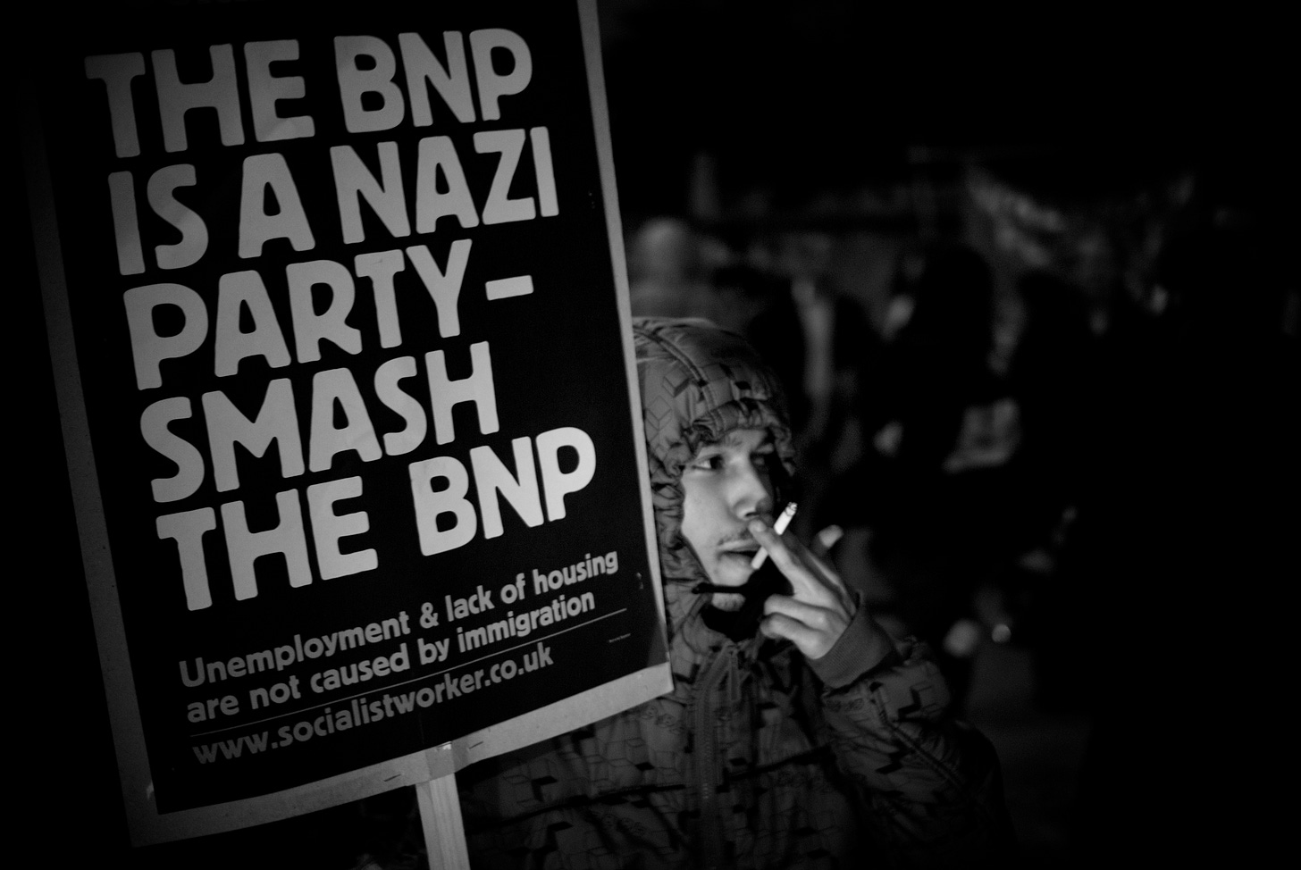 Man with anti-BNP sign. CC-BY-licensed photo by Andy Armstrong at https://www.flickr.com/photos/95236086@N00/4035014763 Man with anti-BNP sign. CC-BY-licensed photo by Andy Armstrong at https://www.flickr.com/photos/95236086@N00/4035014763