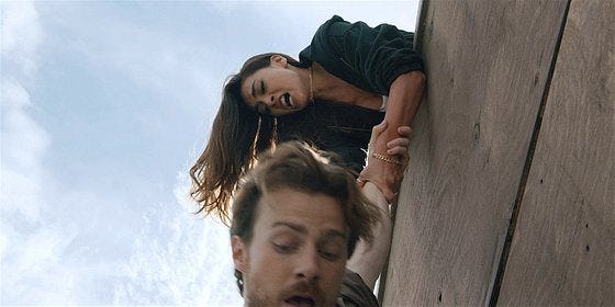 Walker Garrison hanging on to Micki from ledge to die. Walker Garrison hanging on to Micki from ledge to die.