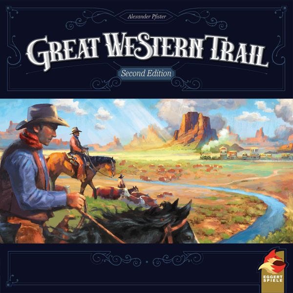 Great Western Trail, eggertspiele, 2021 — front cover, second edition (image provided by the publisher)