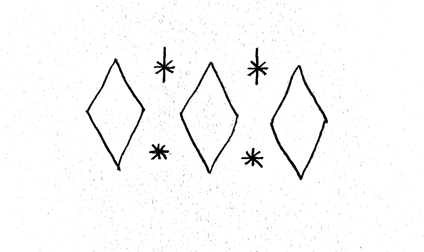 A simple pattern of diamonds and stars, as from vintage dishes