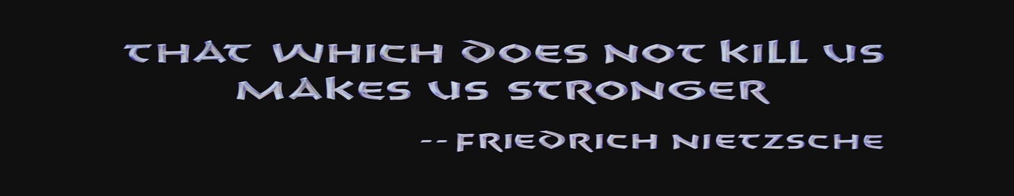 “That which does not kill us makes us stronger” — Friedrich Nietzsche