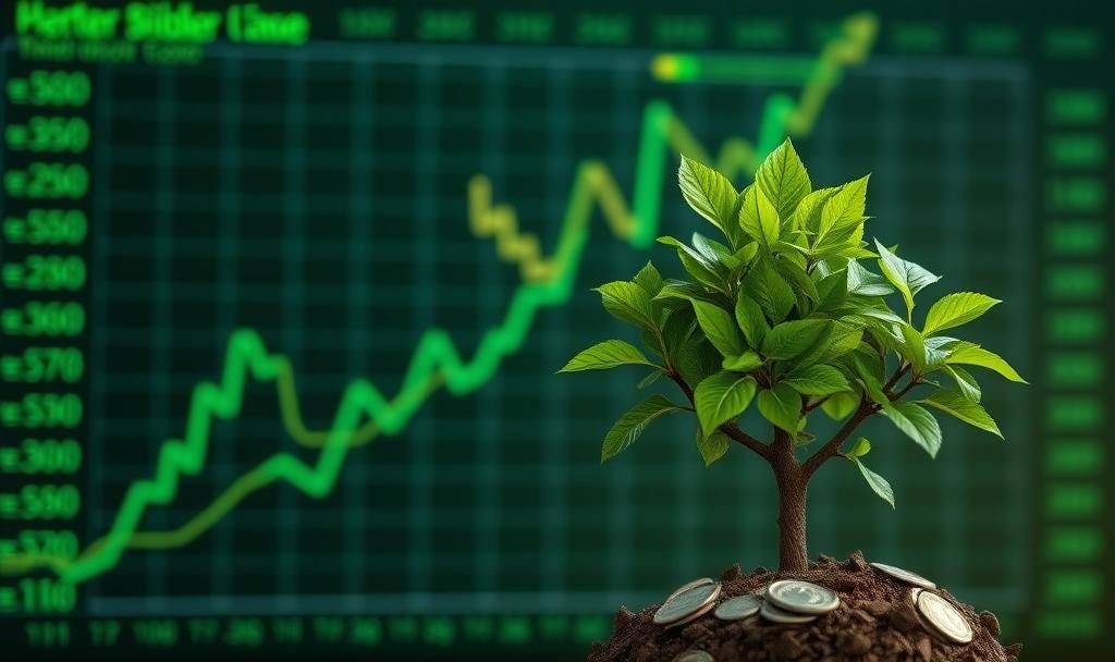 Dividend stocks and financial growth concept