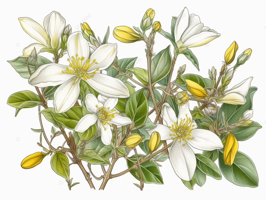 Botanical Illustration Of A Lemon Tree With White Flowers, Botanical  Drawing Lemon Tree, White Flower Illustration, Citrus Plant Sketch  Illustration Background And Wallpaper For Free Download - Pngtree