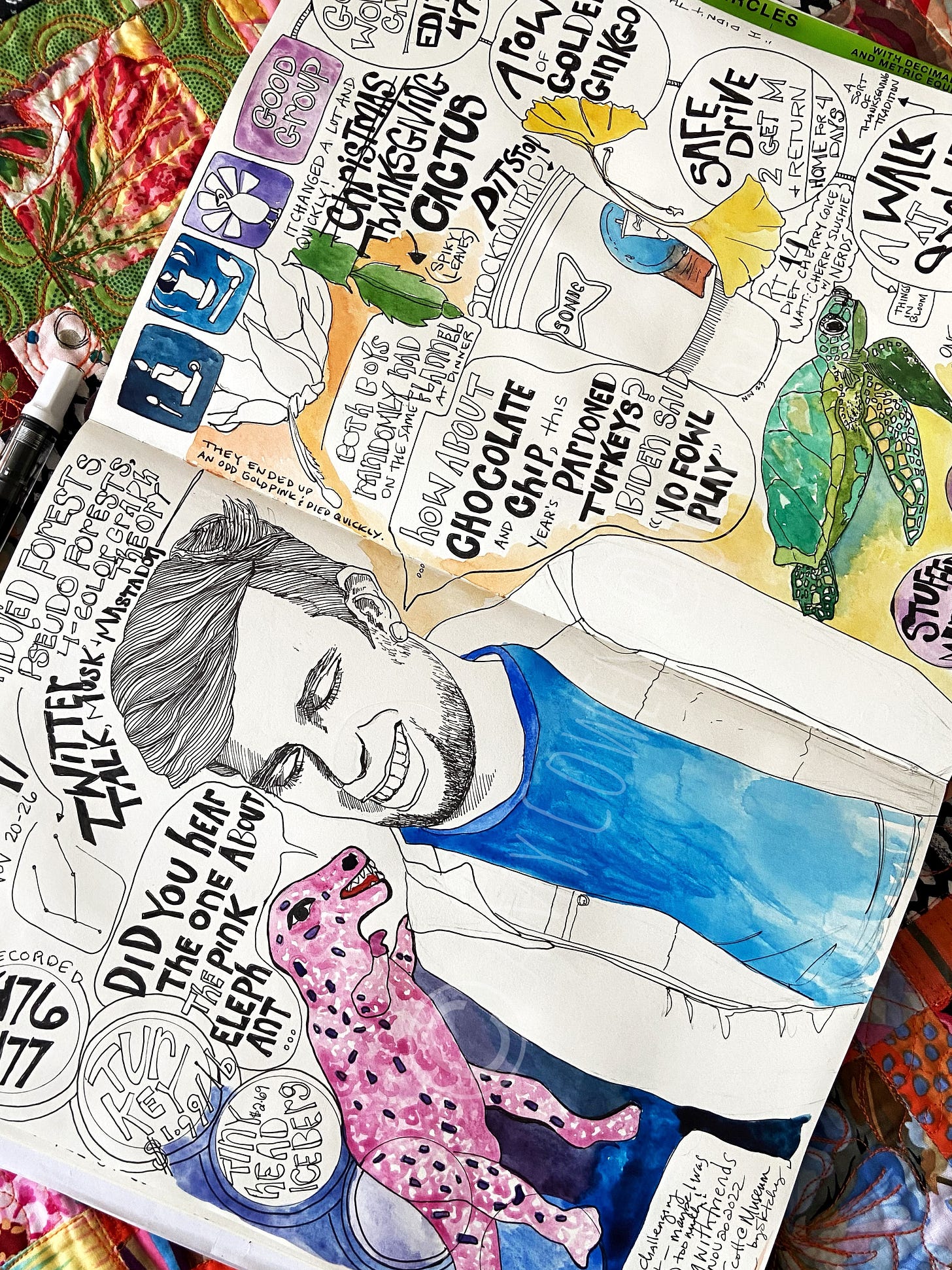 A sample page from an illustrated journal A sample page from an illustrated journal