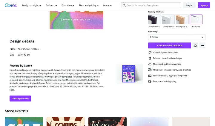 Canva's ungated model shown through screenshots