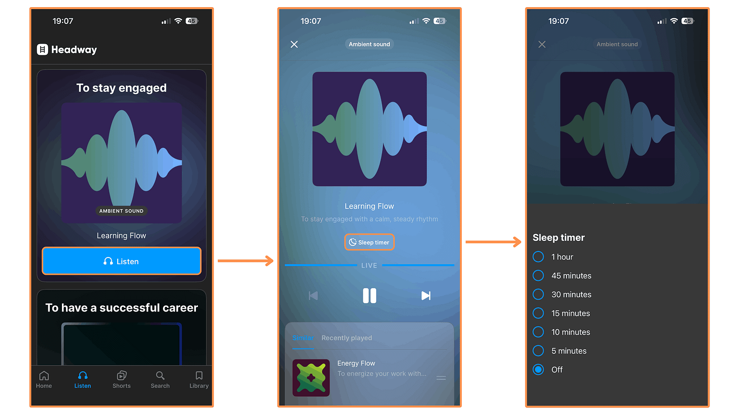 Headway's audio track to help you focus