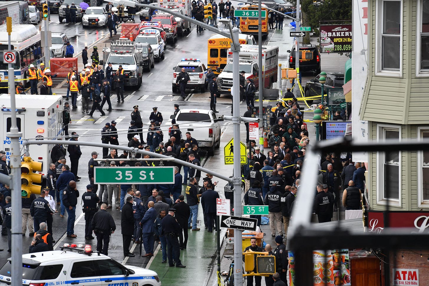 The site of a subway attack in Brooklyn, New York, on April 12, 2022.
