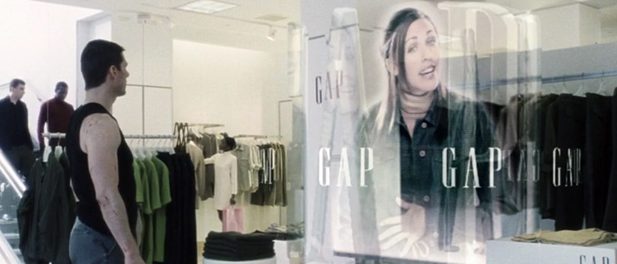 Personalized in-store advertising as envisioned by The Minority Report  could hit your local GAP this year | by Dr. Joachim Scholz | XR Marketing |  Medium